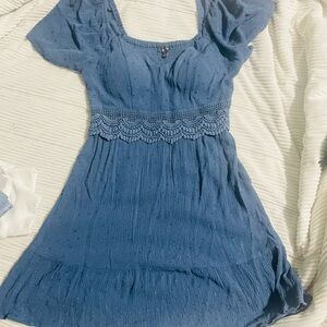 Blue Short Sleeve Dress